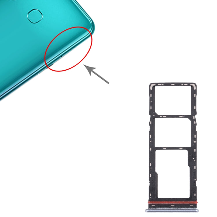 For Infinix Note 10 Pro/Note 10 Pro NFC X695 SIM Card Tray + SIM Card Tray + Micro SD Card Tray (Silver) - Card Tray by PMc TechLife | Online Shopping South Africa | PMc TechLife | Buy Now Pay Later Mobicred