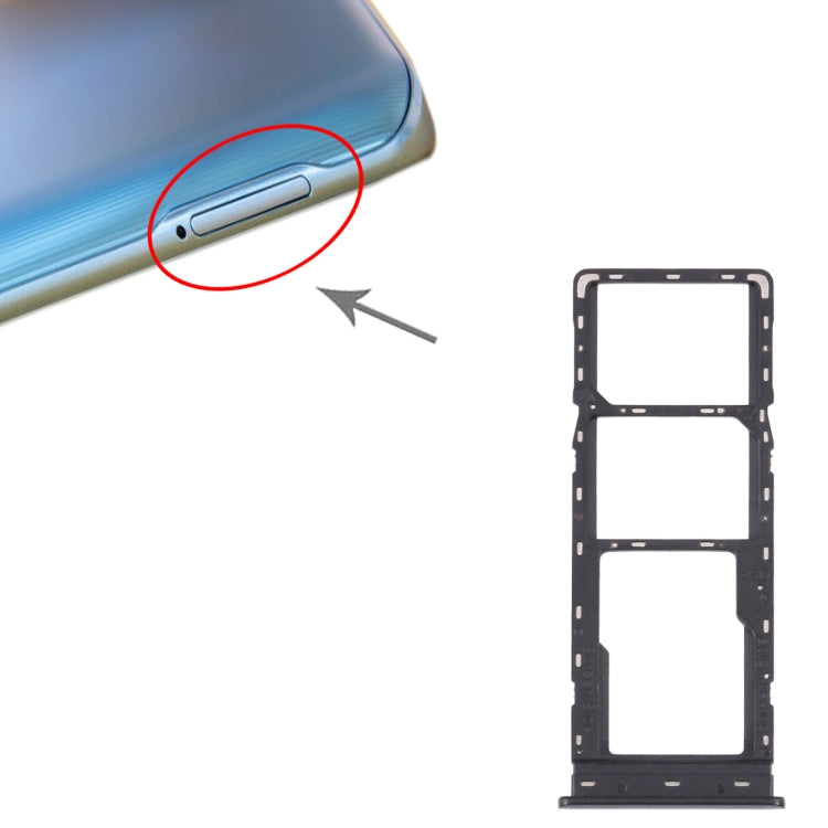 For Tecno Camon 16 CE7 CE7J CE9H SIM Card Tray + SIM Card Tray + Micro SD Card Tray (Black) - Card Tray by PMc TechLife | Online Shopping South Africa | PMc TechLife | Buy Now Pay Later Mobicred