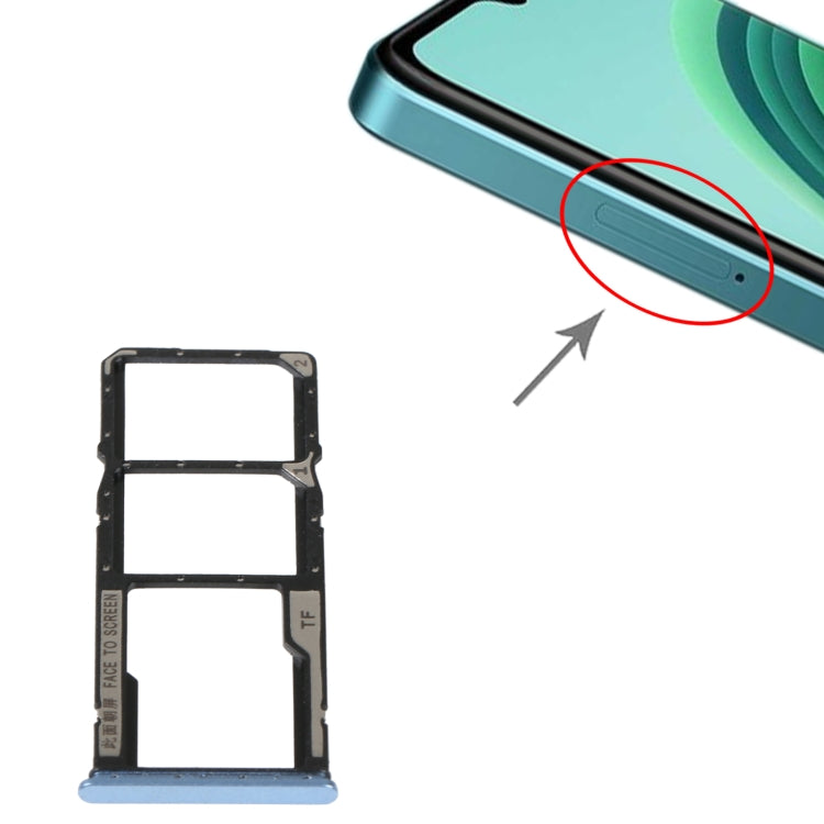 SIM Card Tray + SIM Card Tray + Micro SD Card Tray For Xiaomi Redmi Note 11E (Blue) - Card Tray by PMc TechLife | Online Shopping South Africa | PMc TechLife | Buy Now Pay Later Mobicred
