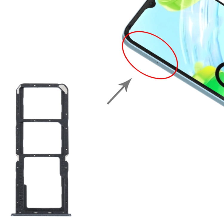 For Realme C30 SIM Card Tray + SIM Card Tray + Micro SD Card Tray (Black) - Card Socket by PMc TechLife | Online Shopping South Africa | PMc TechLife | Buy Now Pay Later Mobicred