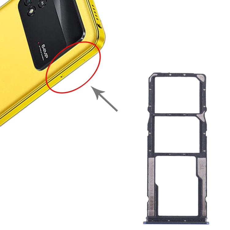 For Xiaomi Poco M4 Pro SIM Card Tray + SIM Card Tray + Micro SD Card Tray (Dark Blue) - free shipping - PMC TechLife - Order now!