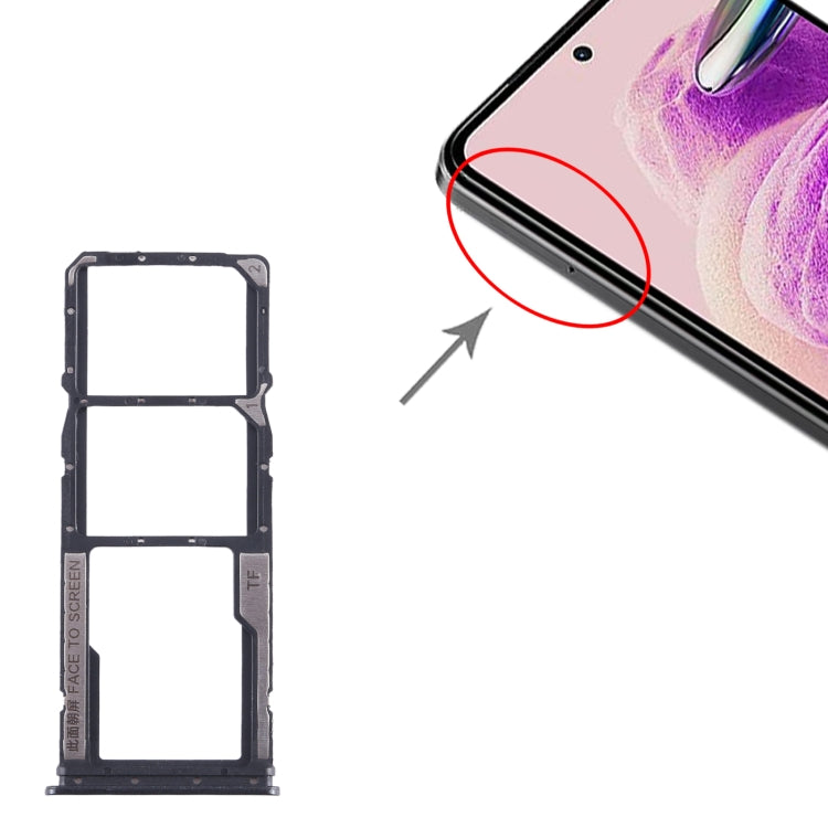 For Xiaomi Redmi Note 12s SIM Card Tray + SIM Card Tray + Micro SD Card Tray (Black) - Card Tray by PMC TechLife | Online Shopping South Africa | PMC TechLife