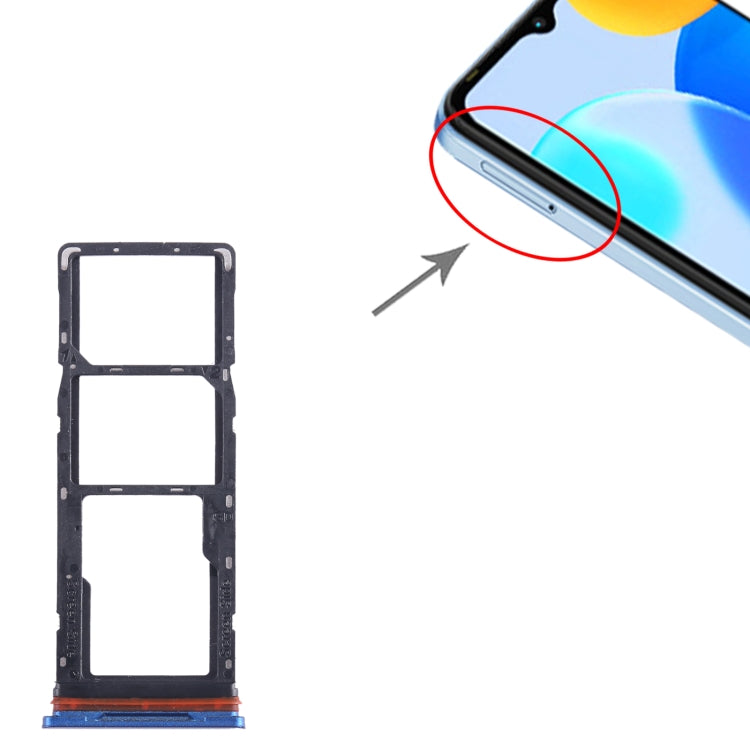 For Tecno Pop 5 Pro SIM Card Tray + SIM Card Tray + Micro SD Card Tray (Blue) - Card Tray by PMC Jewellery | Online Shopping South Africa | PMC Jewellery