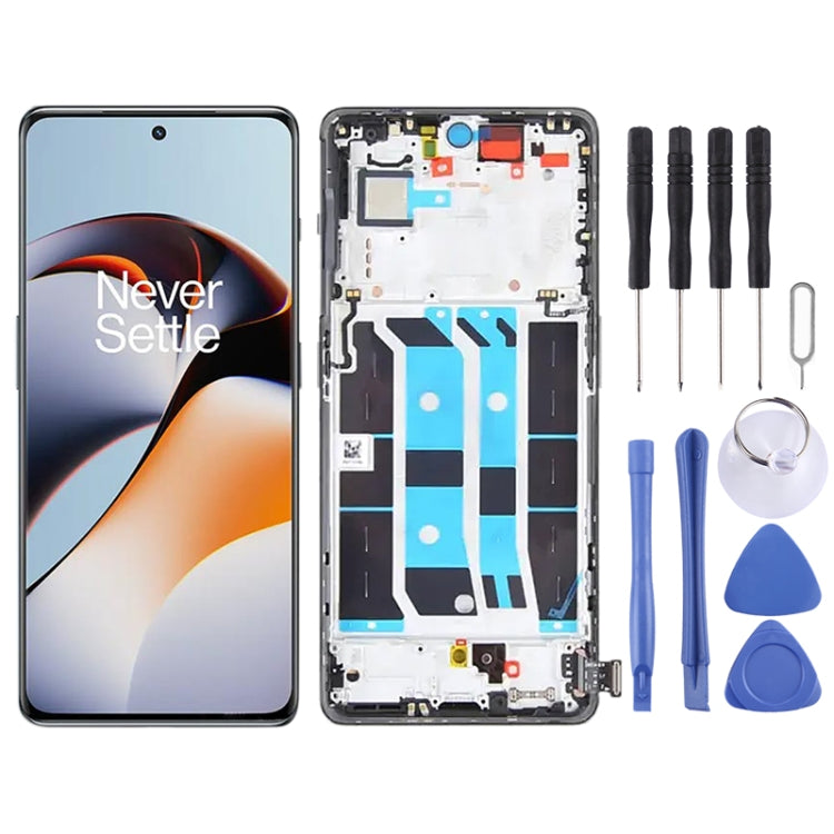 For OnePlus 11R CPH2487 Original AMOLED LCD Screen Digitizer Full Assembly with Frame (Black) - free shipping - PMC TechLife - Order now!