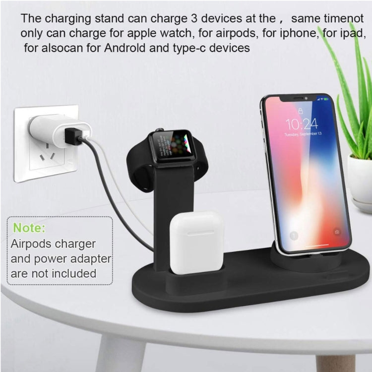 HQ-UD15 5 in 1 Micro USB + USB-C / Type-C + 8 Pin Interface Phone Charging Base with 8 Pin Earphone Charging Interface & Watch Stand, Without Wireless Charger(White) - Multifunction Charger by PMC Jewellery | Online Shopping South Africa | PMC Jewellery | Buy Now Pay Later Mobicred