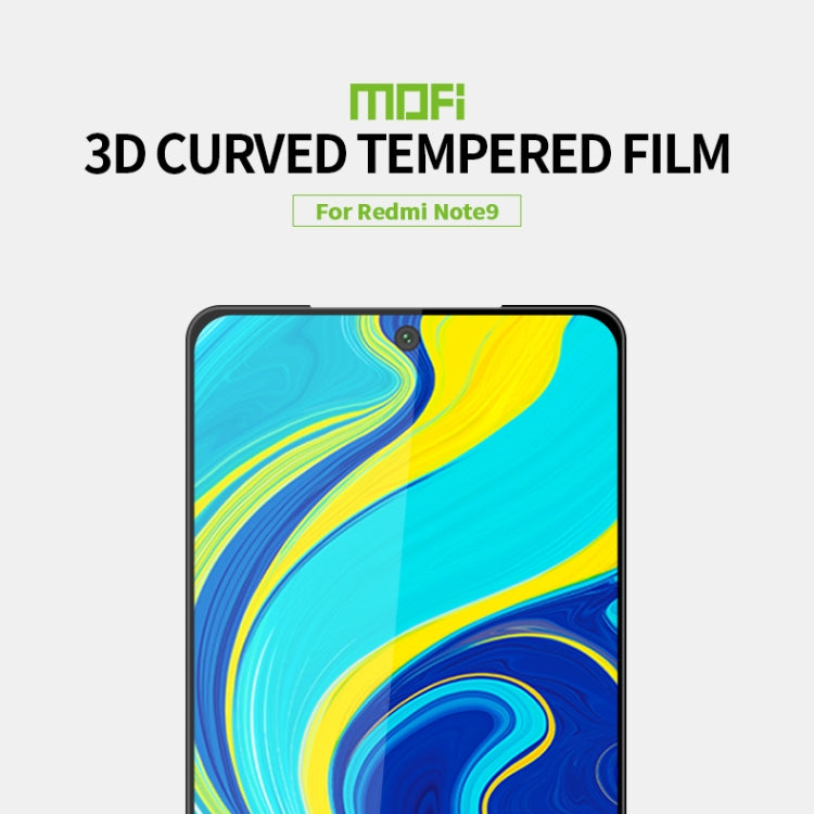 For Xiaomi Redmi Note 9 MOFI 9H 3D Explosion-proof Curved Screen Tempered Glass Film(Black) -  by MOFI | Online Shopping South Africa | PMC TechLife