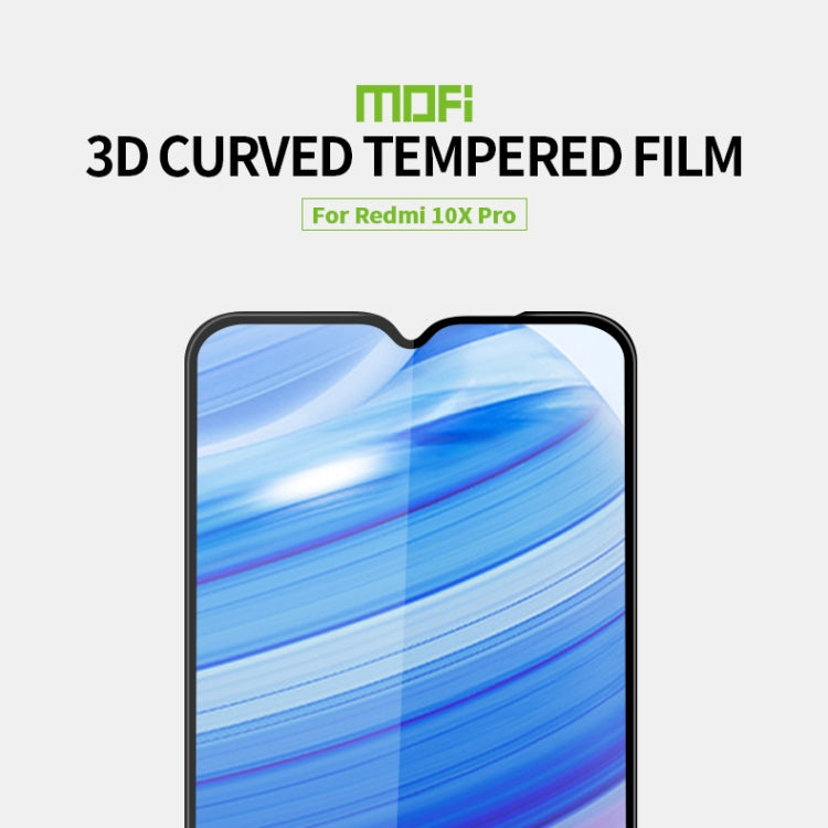 For Xiaomi Redmi 10X Pro MOFI 9H 3D Explosion-proof Curved Screen Tempered Glass Film(Black) -  by MOFI | Online Shopping South Africa | PMC TechLife