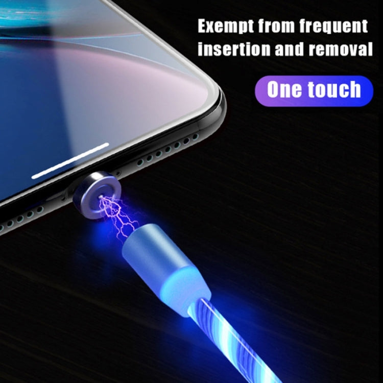 2 in 1 USB to 8 Pin + Micro USB Magnetic Suction Colorful Streamer Mobile Phone Charging Cable, Length: 1m(Blue Light) - Charging Cable & Head by PMC Jewellery | Online Shopping South Africa | PMC Jewellery | Buy Now Pay Later Mobicred