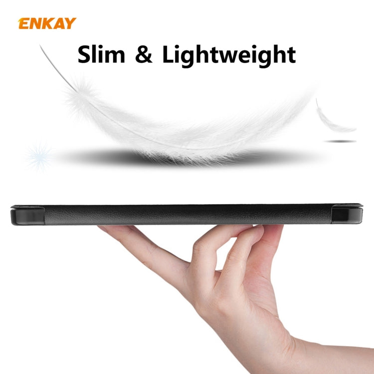For iPad 10.2 2021 / 2020 / 2019 ENKAY ENK-8014 PU Leather + Plastic Smart Case with Three-folding Holder(Black) - free shipping - PMc TechLife - Order now!