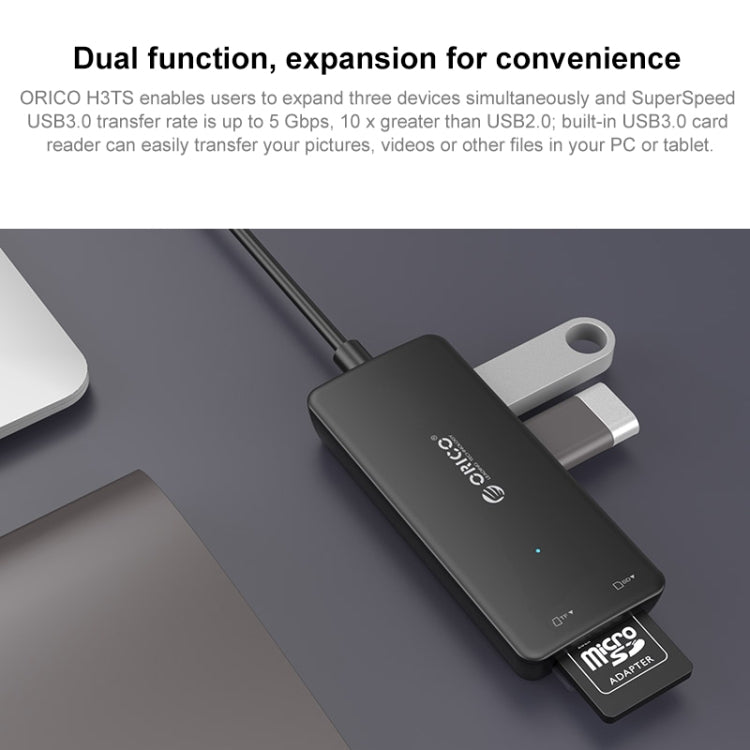 ORICO H3TS-U3 USB3.0 HUB with Card Reader - USB 3.0 HUB by ORICO | Online Shopping South Africa | PMC Jewellery | Buy Now Pay Later Mobicred