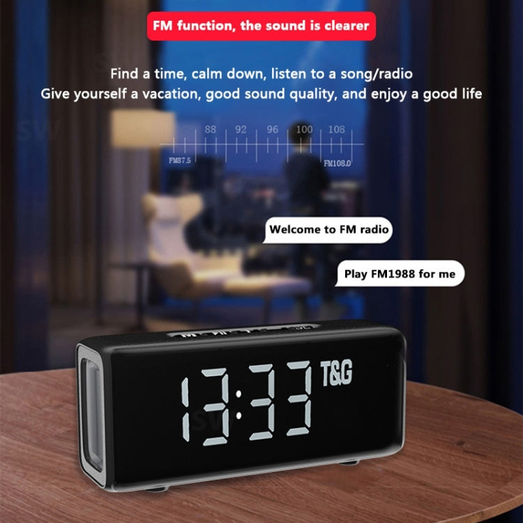 T&G TG174 TWS Mmirror Bluetooth Speaker, Support Alarm Clock / Time & Temperature Display / Micro SD Card / FM / MP3(Blue) - Desktop Speaker by T&G | Online Shopping South Africa | PMC Jewellery | Buy Now Pay Later Mobicred