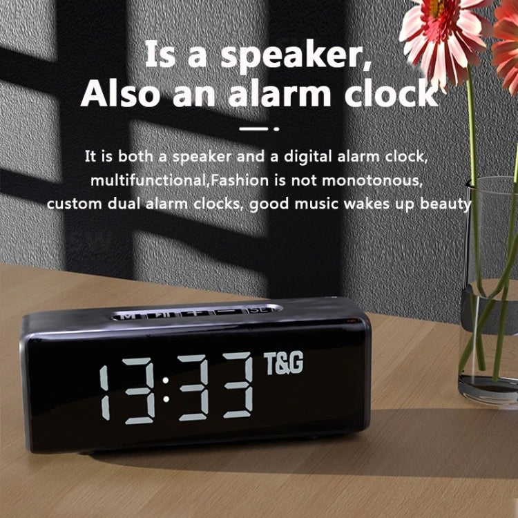 T&G TG174 TWS Mmirror Bluetooth Speaker, Support Alarm Clock / Time & Temperature Display / Micro SD Card / FM / MP3(Blue) - Desktop Speaker by T&G | Online Shopping South Africa | PMC Jewellery | Buy Now Pay Later Mobicred