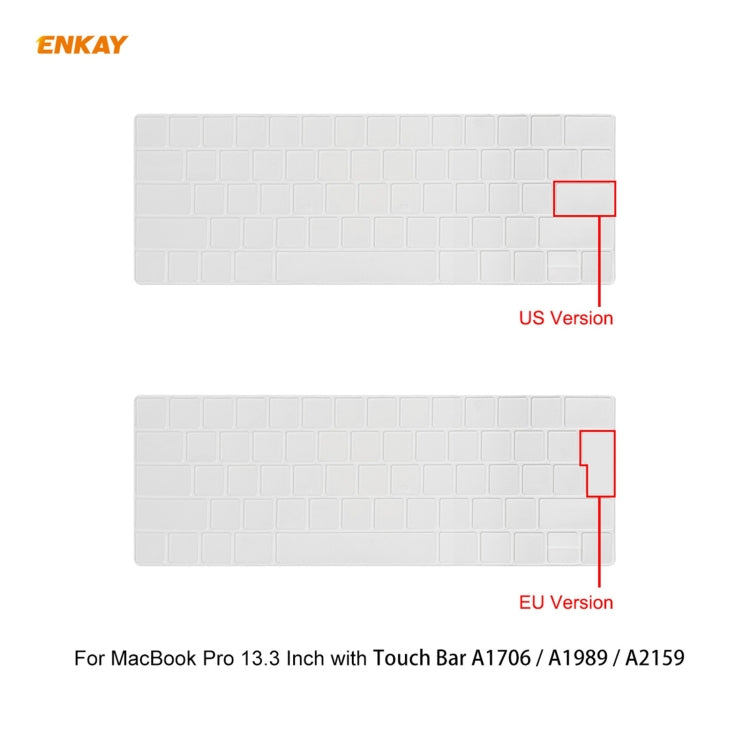 ENKAY 3 in 1 Crystal Laptop Protective Case + US Version TPU Keyboard Film + Anti-dust Plugs Set for MacBook Pro 13.3 inch A1706 / A1989 / A2159 (with Touch Bar)(Transparent) - MacBook Pro Cases by ENKAY | Online Shopping South Africa | PMC Jewellery | Buy Now Pay Later Mobicred