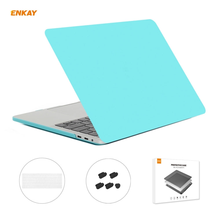 ENKAY 3 in 1 Matte Laptop Protective Case + US Version TPU Keyboard Film + Anti-dust Plugs Set for MacBook Pro 15.4 inch A1707 & A1990 (with Touch Bar)(Cyan) - MacBook Pro Cases by ENKAY | Online Shopping South Africa | PMC Jewellery | Buy Now Pay Later Mobicred