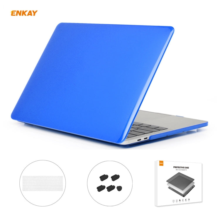 ENKAY 3 in 1 Crystal Laptop Protective Case + US Version TPU Keyboard Film + Anti-dust Plugs Set for MacBook Pro 15.4 inch A1707 & A1990 (with Touch Bar)(Dark Blue) - MacBook Pro Cases by ENKAY | Online Shopping South Africa | PMC Jewellery | Buy Now Pay Later Mobicred