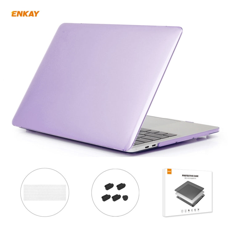 ENKAY 3 in 1 Crystal Laptop Protective Case + US Version TPU Keyboard Film + Anti-dust Plugs Set for MacBook Pro 15.4 inch A1707 & A1990 (with Touch Bar)(Purple) - MacBook Pro Cases by ENKAY | Online Shopping South Africa | PMC Jewellery | Buy Now Pay Later Mobicred