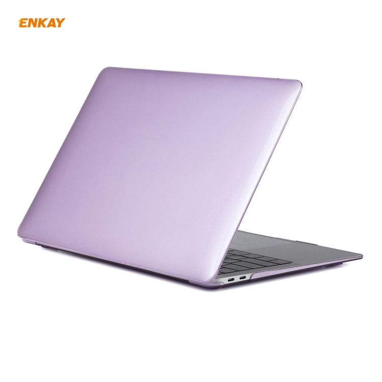 ENKAY 3 in 1 Crystal Laptop Protective Case + US Version TPU Keyboard Film + Anti-dust Plugs Set for MacBook Air 13.3 inch A1932 (2018)(Purple) - MacBook Air Cases by WIWU | Online Shopping South Africa | PMC Jewellery | Buy Now Pay Later Mobicred