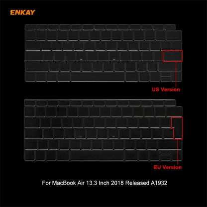 For MacBook Air 13.3 inch A1932 2018 ENKAY 3 in 1 Crystal Laptop Protective Case and EU Version TPU Keyboard Film and Anti-dust Plugs Set(Purple) - MacBook Air Cases by ENKAY | Online Shopping South Africa | PMC Jewellery | Buy Now Pay Later Mobicred