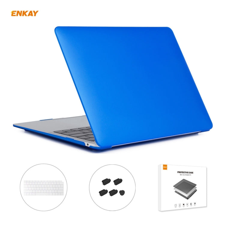 ENKAY 3 in 1 Matte Laptop Protective Case + US Version TPU Keyboard Film + Anti-dust Plugs Set for MacBook Air 13.3 inch A1932 (2018)(Dark Blue) - MacBook Air Cases by ENKAY | Online Shopping South Africa | PMC Jewellery | Buy Now Pay Later Mobicred