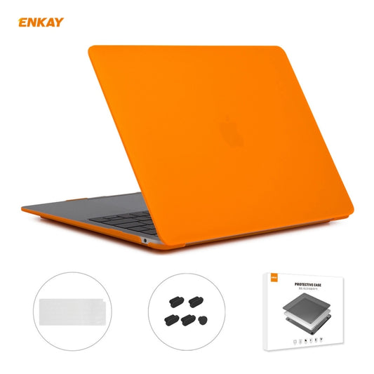 ENKAY 3 in 1 Matte Laptop Protective Case + US Version TPU Keyboard Film + Anti-dust Plugs Set for MacBook Air 13.3 inch A2179 & A2337 (2020)(Orange) - MacBook Air Cases by ENKAY | Online Shopping South Africa | PMC Jewellery | Buy Now Pay Later Mobicred