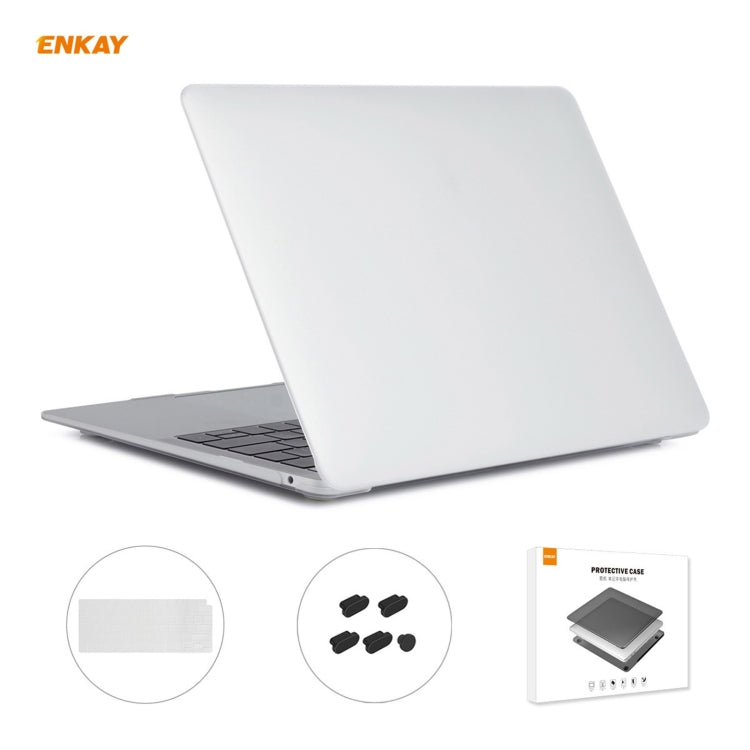 ENKAY 3 in 1 Matte Laptop Protective Case + US Version TPU Keyboard Film + Anti-dust Plugs Set for MacBook Air 13.3 inch A2179 & A2337 (2020)(White) - MacBook Air Cases by ENKAY | Online Shopping South Africa | PMC Jewellery | Buy Now Pay Later Mobicred