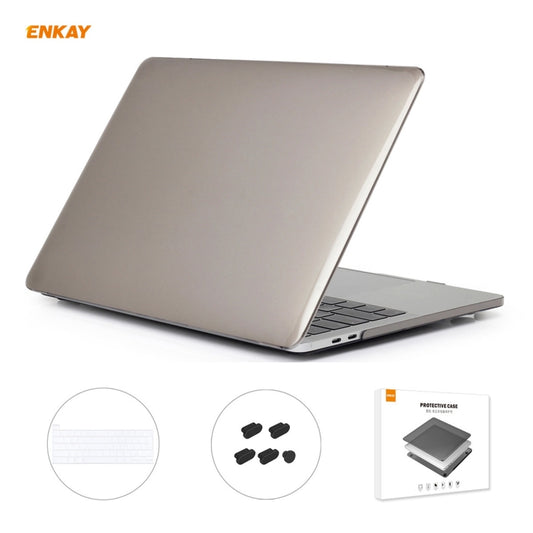 ENKAY 3 in 1 Crystal Laptop Protective Case + EU Version TPU Keyboard Film + Anti-dust Plugs Set for MacBook Pro 13.3 inch A2251 & A2289 & A2338 (with Touch Bar)(Grey) - MacBook Pro Cases by ENKAY | Online Shopping South Africa | PMC Jewellery | Buy Now Pay Later Mobicred