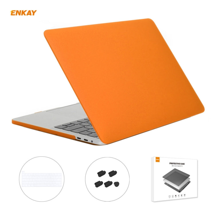 ENKAY 3 in 1 Matte Laptop Protective Case + EU Version TPU Keyboard Film + Anti-dust Plugs Set for MacBook Pro 16 inch A2141 (with Touch Bar)(Orange) - MacBook Pro Cases by ENKAY | Online Shopping South Africa | PMC Jewellery | Buy Now Pay Later Mobicred