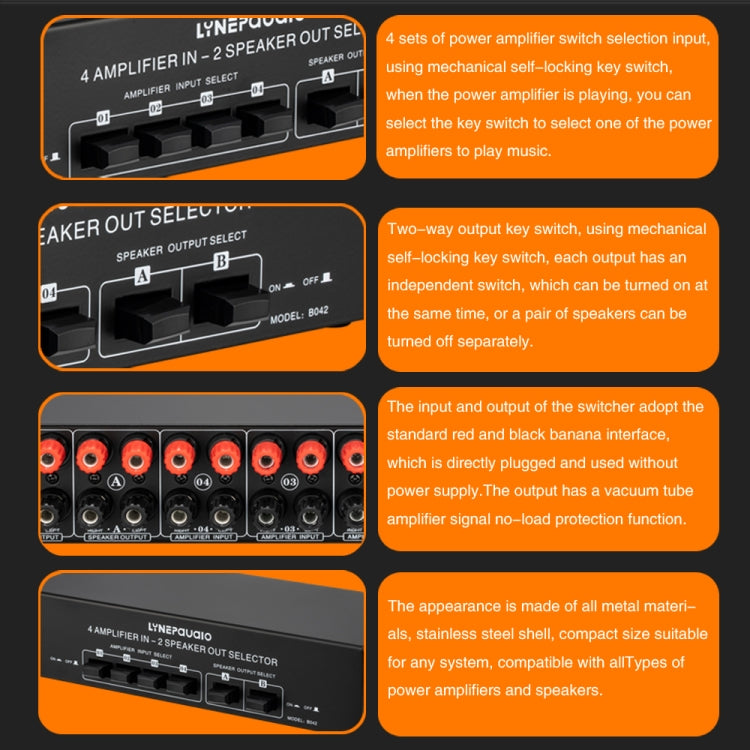 4 Input 2 Output Power Amplifier And Speaker Switcher Speaker Switch Splitter Comparator 300W Per Channel Without Loss Of Sound Quality -  by PMC Jewellery | Online Shopping South Africa | PMC Jewellery | Buy Now Pay Later Mobicred