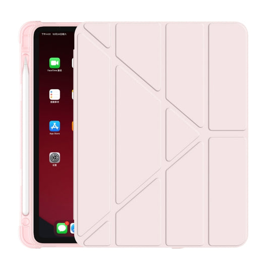 For iPad Air 11 2024 / Air 2022 10.9 Multi-folding Matte Surface Leather Tablet Case with Pen Slot(Light Pink) - iPad Air (2022) / (2020) 10.9 Cases by PMC Jewellery | Online Shopping South Africa | PMC Jewellery | Buy Now Pay Later Mobicred