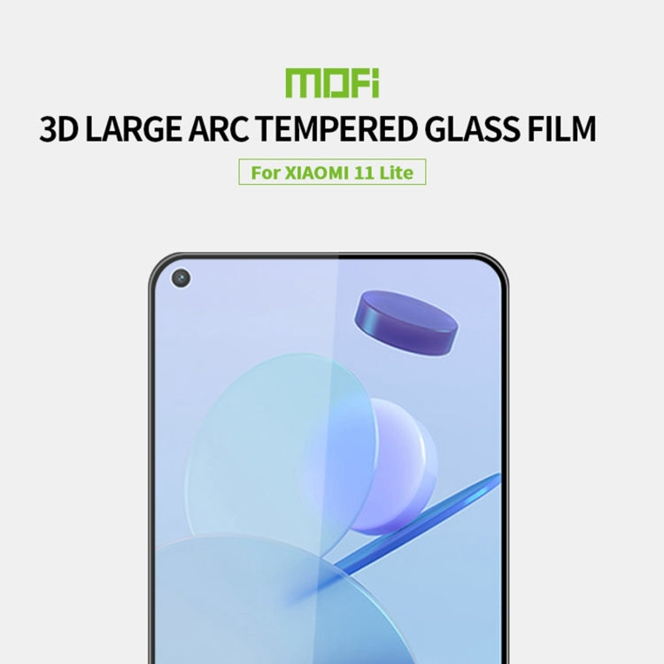 For Xiaomi Mi 11 Lite MOFI 9H 3D Explosion-proof Curved Screen Tempered Glass Film(Black) -  by MOFI | Online Shopping South Africa | PMC TechLife | Buy Now Pay Later Mobicred