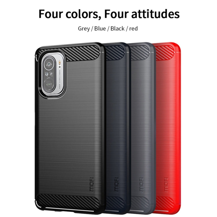 For Xiaomi Redmi K40 / K40 Pro / K40 Pro+ / Poco F3 MOFI Gentleness Series Brushed Texture Carbon Fiber Soft TPU Case(Blue) - Xiaomi Cases by MOFI | Online Shopping South Africa | PMC Jewellery