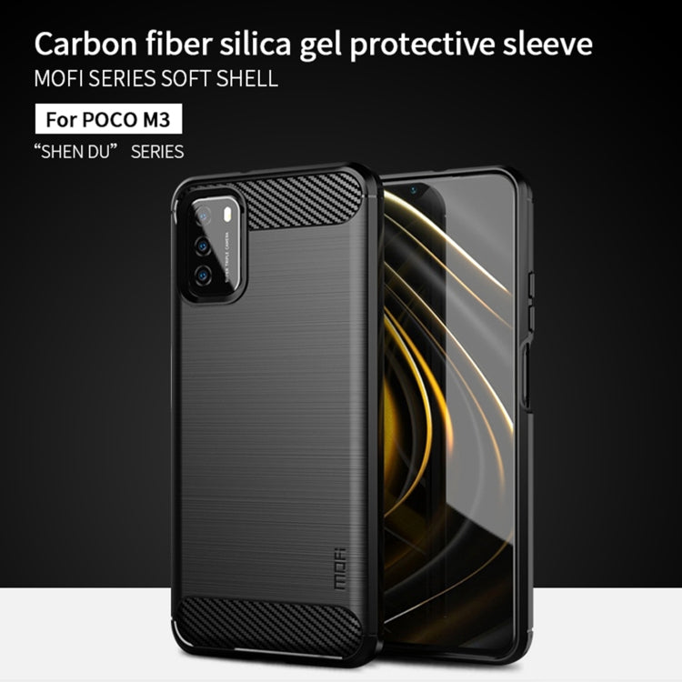 For Xiaomi Poco M3 / Redmi 9T MOFI Gentleness Series Brushed Texture Carbon Fiber Soft TPU Case(Blue) - Xiaomi Cases by MOFI | Online Shopping South Africa | PMC Jewellery