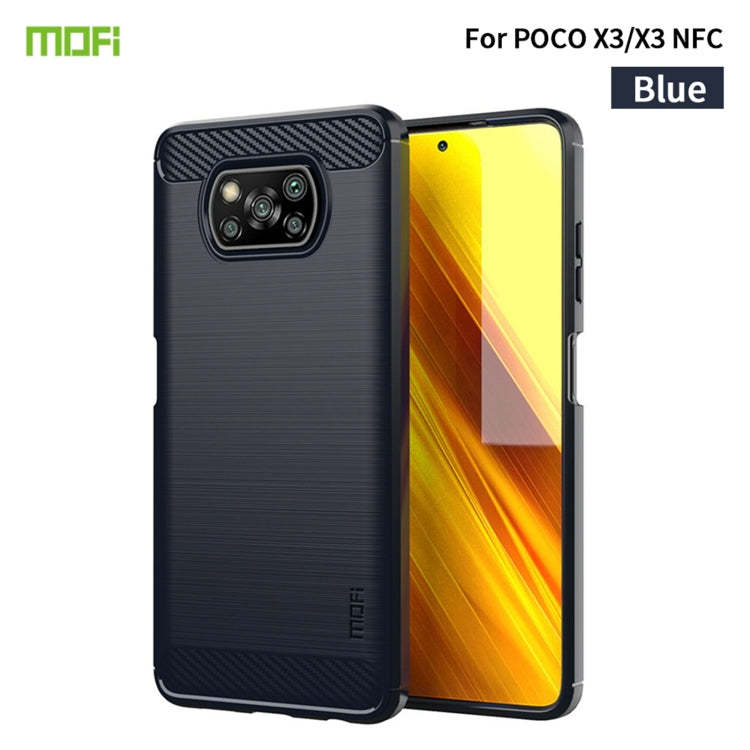 For Xiaomi POCO X3 / X3 NFC MOFI Gentleness Series Brushed Texture Carbon Fiber Soft TPU Case(Blue) - Xiaomi Cases by MOFI | Online Shopping South Africa | PMC Jewellery