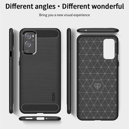 For OnePlus 9 MOFI Gentleness Series Brushed Texture Carbon Fiber Soft TPU Case(Blue) - OnePlus Cases by MOFI | Online Shopping South Africa | PMC Jewellery