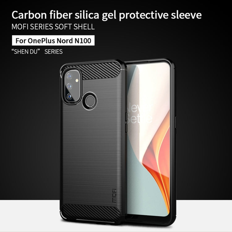 For OnePlus Nord N100 MOFI Gentleness Series Brushed Texture Carbon Fiber Soft TPU Case(Red) - OnePlus Cases by MOFI | Online Shopping South Africa | PMC TechLife | Buy Now Pay Later Mobicred