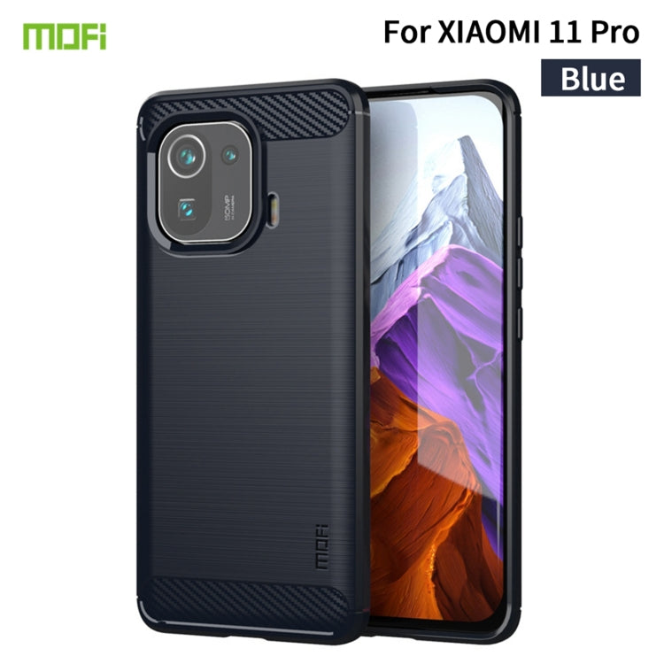 For Xiaomi Mi 11 Pro MOFI Gentleness Series Brushed Texture Carbon Fiber Soft TPU Case(Blue) - Xiaomi Cases by MOFI | Online Shopping South Africa | PMC Jewellery