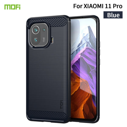 For Xiaomi Mi 11 Pro MOFI Gentleness Series Brushed Texture Carbon Fiber Soft TPU Case(Blue) - Xiaomi Cases by MOFI | Online Shopping South Africa | PMC Jewellery | Buy Now Pay Later Mobicred