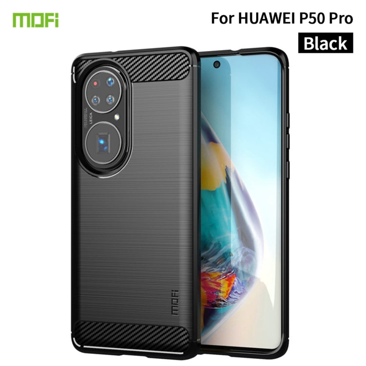 For Huawei P50 Pro MOFI Gentleness Series Brushed Texture Carbon Fiber Soft TPU Case(Black) - Huawei Cases by MOFI | Online Shopping South Africa | PMC Jewellery