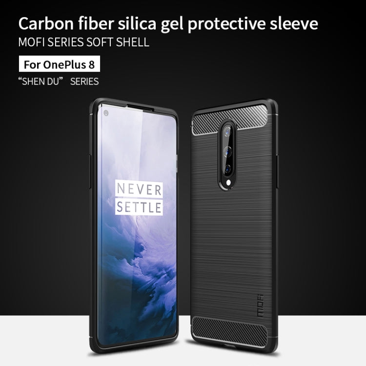 For OnePlus 8 MOFI Gentleness Series Brushed Texture Carbon Fiber Soft TPU Case(Gray) - free shipping - PMC TechLife - Order now!