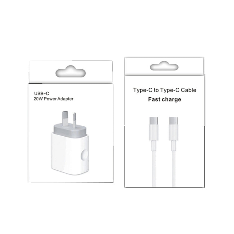 20W PD 3.0 Travel Fast Charger Power Adapter with USB-C / Type-C to Type-C Fast Charge Data Cable, AU Plug(2m) - free shipping - PMC Jewellery - Order now!