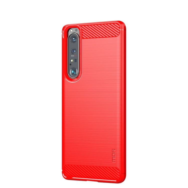 For Sony Xperia 1 lll MOFI Gentleness Series Brushed Texture Carbon Fiber Soft TPU Case(Red) - Sony Cases by MOFI | Online Shopping South Africa | PMC TechLife | Buy Now Pay Later Mobicred