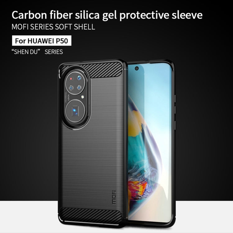 For Huawei P50 MOFI Gentleness Series Brushed Texture Carbon Fiber Soft TPU Case(Red) - Huawei Cases by MOFI | Online Shopping South Africa | PMC TechLife | Buy Now Pay Later Mobicred