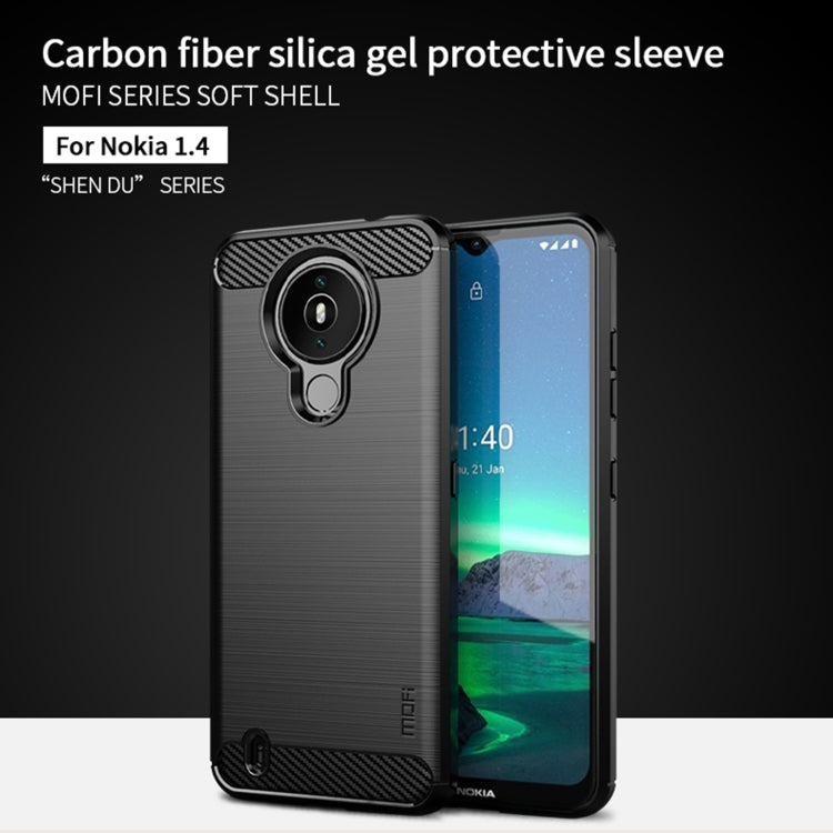 For Nokia 1.4 MOFI Gentleness Series Brushed Texture Carbon Fiber Soft TPU Case(Gray) - Nokia Cases by MOFI | Online Shopping South Africa | PMC TechLife