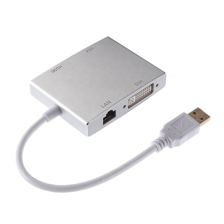 WS-03 4 in 1 USB 3.0 to VGA + HDMI + DVI + RJ45 Network Card Ethernet Converter - USB Cable by PMC Jewellery | Online Shopping South Africa | PMC Jewellery | Buy Now Pay Later Mobicred