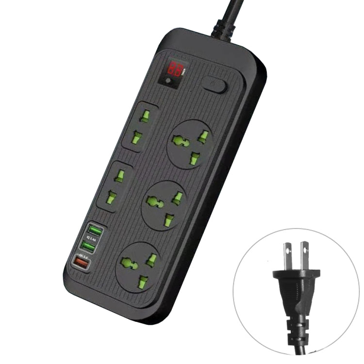 T17 3000W High-power 24-hour Smart Timing Socket QC3.0 USB Fast Charging Power Strip Socket , Cable Length: 2m, US Plug(Black) - Extension Socket by PMC Jewellery | Online Shopping South Africa | PMC Jewellery | Buy Now Pay Later Mobicred