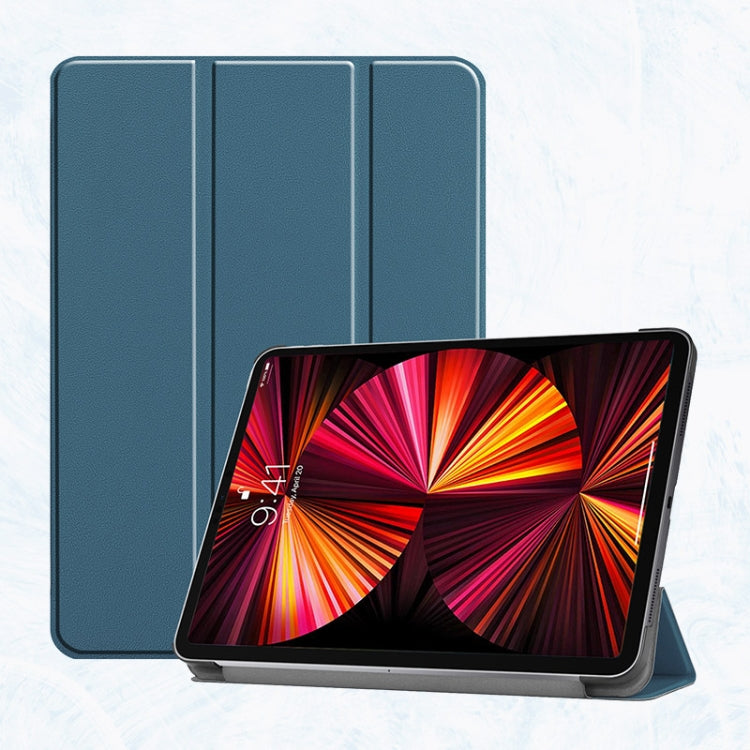 For iPad Pro 11 2022 / 2021 / 2020 ENKAY 3-Folding Shockproof PC Cover Custer Texture PU Leather Tablet Case with Holder & Sleep / Wake-up Function(Dark Green) - free shipping - PMc TechLife - Order now!