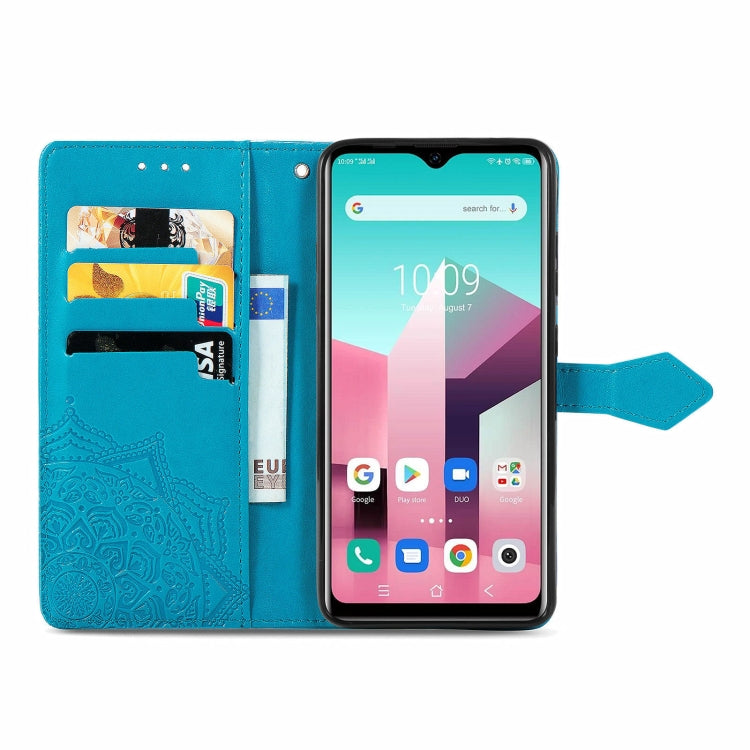 For Blackview A80 Pro Mandala Flower Embossed Horizontal Flip Leather Case with Holder & Three Card Slots & Wallet & Lanyard(Blue) - More Brand by PMC Jewellery | Online Shopping South Africa | PMC Jewellery