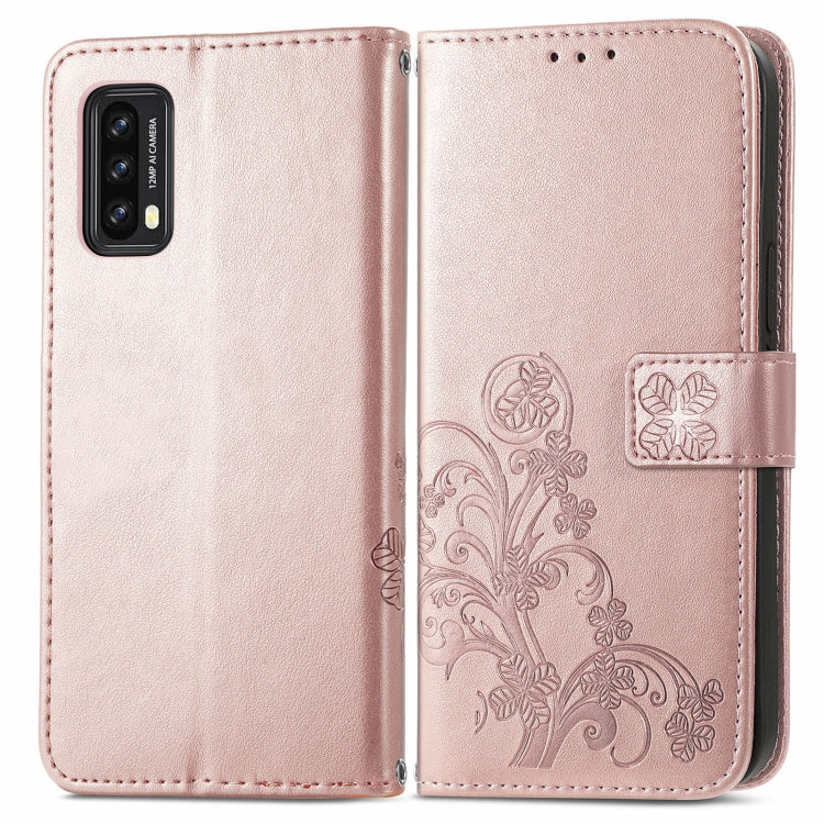For Blackview A90 Four-leaf Clasp Embossed Buckle Mobile Phone Protection Leather Case with Lanyard & Card Slot & Wallet & Bracket Function(Rose Gold) -  by PMC Jewellery | Online Shopping South Africa | PMC Jewellery | Buy Now Pay Later Mobicred
