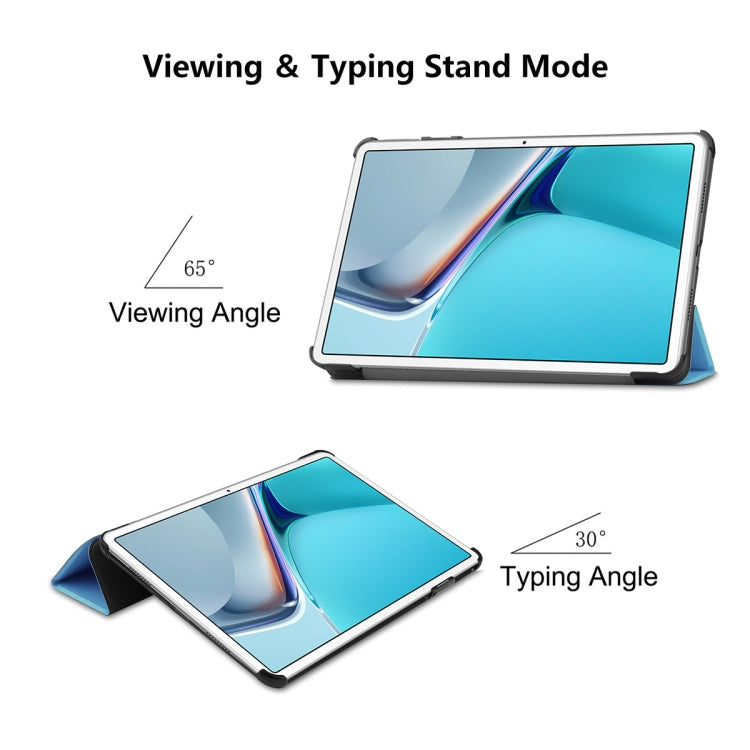 For Huawei MatePad 11 2021 ENKAY Custer Texture Horizontal Flip PU+PC Leather Case with Three-folding Holder & Sleep / Wake-up Function(Light Blue) - free shipping - PMC TechLife - Order now!