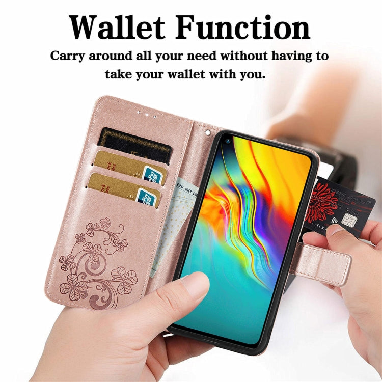 For  Doogee X96 Pro Four-leaf Clasp Embossed Buckle Mobile Phone Protection Leather Case with Lanyard & Card Slot & Wallet & Bracket Function(Gray) - More Brand by PMC TechLife | Online Shopping South Africa | PMC TechLife | Buy Now Pay Later Mobicred